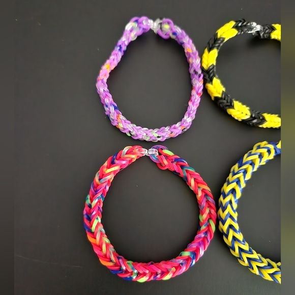 Handmade Purple and Red Rainbow Loom Bracelet Set - Picture 3 of 5